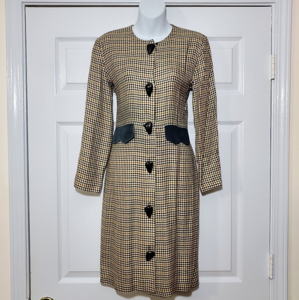 VINTAGE 80s Cynthia Howie houndstooth dress